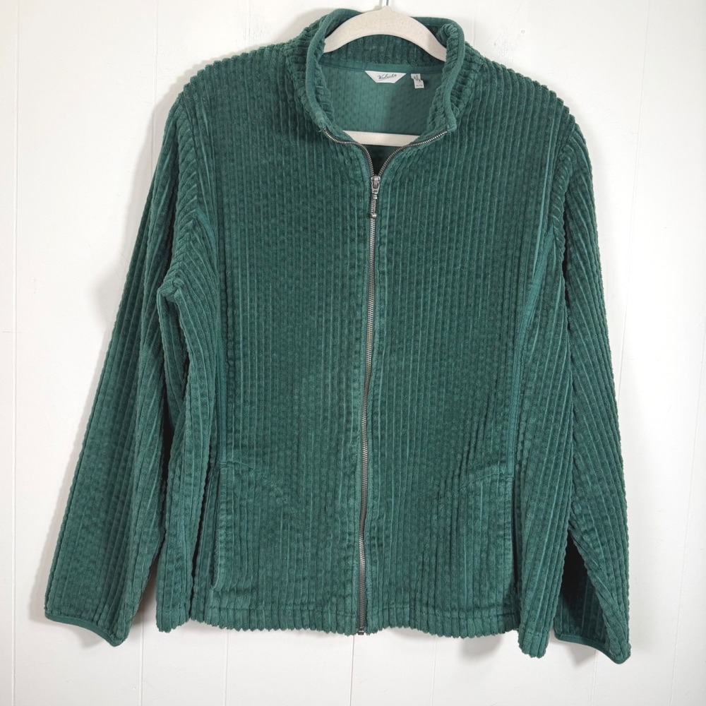 Woolrich Wide Wale Corduroy Full Zip Jacket XL Emerald Green Holiday Cabincore